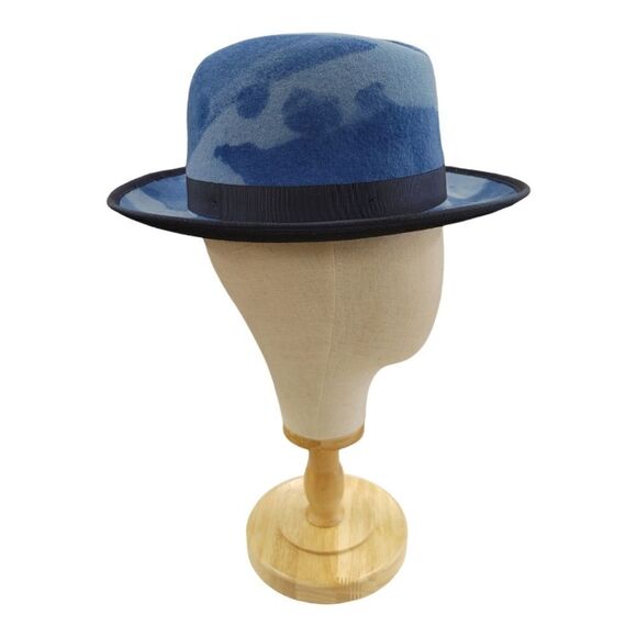 MEN'S BRUNO CAPELO BLUE KINGSTON COLLECTION AUSTRALIAN WOOL FEDORA HAT KT475. - Picture 4 of 8